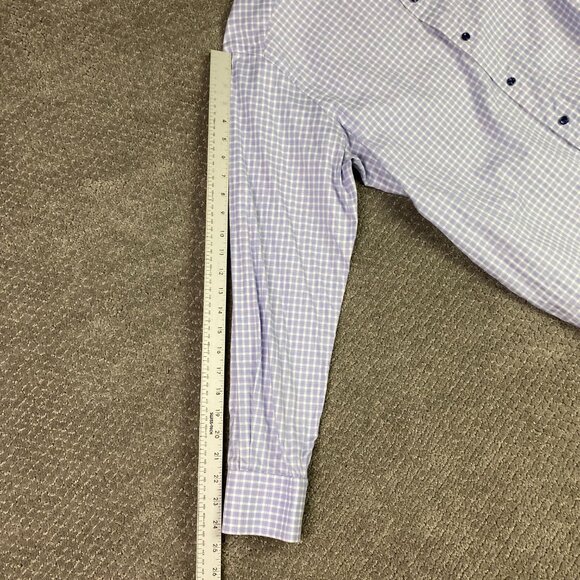 Eton Contemporary Shirt Men's 42 16.5 Button Up Front Lilac Blue Gingham Check - Picture 10 of 11